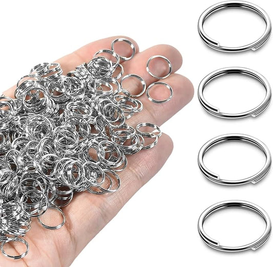 10mm 300 PCS Silver Mini Key Rings, Double Loops Split Jump Rings Jewelry Making Metal Tiny Key Ring for Keychain, Pet Collar Tag, Luggage Tag DIY Craft Hardware