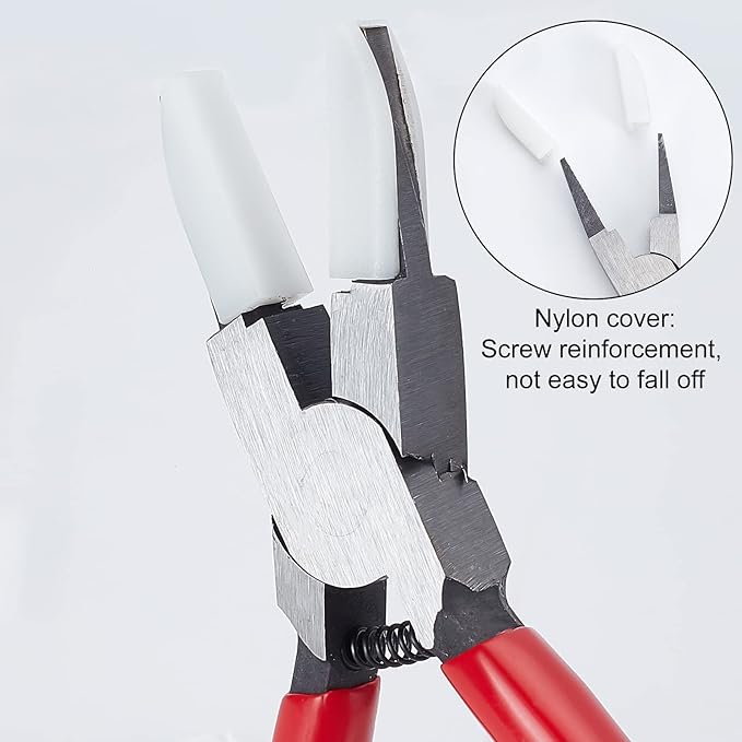 SUNNYCLUE 5.59Inch Rubber Flat Nose Pliers Double Nylon Jaw Mini Precision Plier Wire Beading Jewellery Tools for DIY Jewelry Making Repair Hobby Projects Crafts, Red