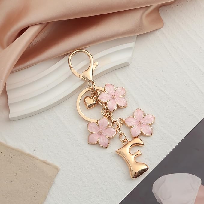 Snycler Bubble Initial Keychain Graceful Flower for bags car remote–A-Z Letter Charms for Women