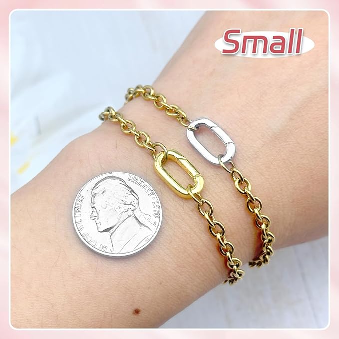 10Pcs Oval Clasp Carabiner Necklace Clasps and Closures, Spring Ring Clasp Pearl Necklace Enhancer Connector for Jewelry Bracelet Making