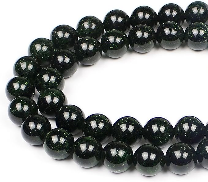 MJDCB Best Sellers Green Sand Stone Round Stone Beads for Jewelry Making DIY Bracelet Necklace (4mm)