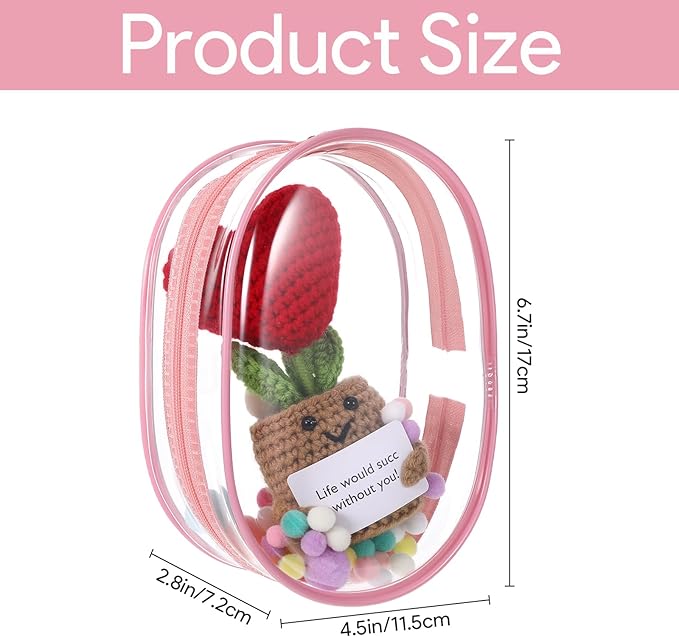 Clear Keychain Pouch, Clear Figure Display Bag with Keychain, Transparent Doll Storage Bag Blind Box Pouch Charms Lipsticks Carrying Case for Doll Collectibles (Pink)