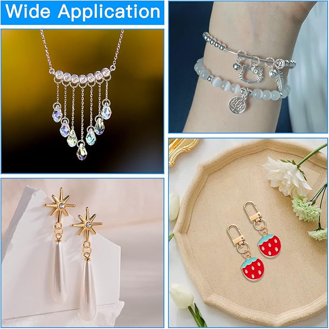 600Pcs Twist Open Jump Rings, 8/10/12/15mm O Rings Connectors Jewelry Findings Round Circle Large Jump Rings for Jewelry Making DIY Earrings Bracelet Necklace Keychain Pendants Crafts(K Gold,White K)