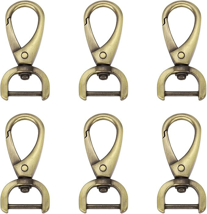 HARFINGTON 6pcs Detachable Snap Hook Swivel Clasp 5/8" (16mm) Zinc Alloy Lobster Claw Clasp for Keychain Lanyard Purse DIY Purse Strap, Light Brown