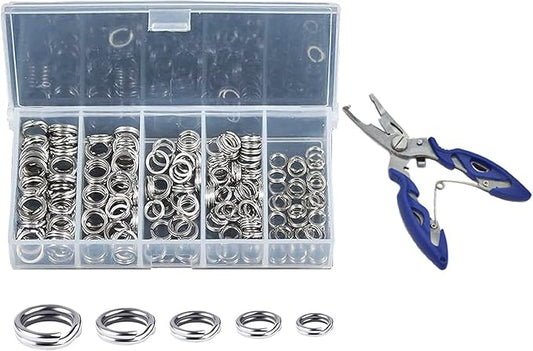 200Pcs 5-9 mm Double Jump Ring for Jewelry Making, Fishing Plier Tool Kit, Stainless Steel Mini Split Ring with Plier, Crafts Double Split Rings Fishing, and Other DIY Crafts