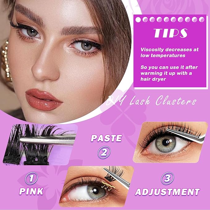 Self Adhesive Eyelashes 80Pcs Self Adhesive Eyelash Clusters Thick-Volume Press On Lashes Pre-Glued Glueless Lashes Clusters No Remover No Residue with Tweezers(10-16mm)