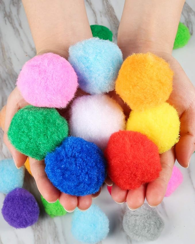 Pllieay 30pcs 15 Colors 2.4 Inch Very Large Assorted Pom Poms Arts and Crafts for DIY Creative Crafts Decorations, Water Balloons Outdoor Water Toys