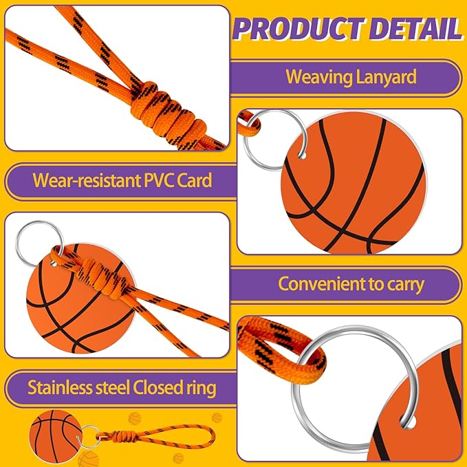 Eyourlife 6Pcs Braiding lanyard keychain With 2.75 in Name Id and DIY Pocket Hug Card For boys Sports enthusiast Team Gift