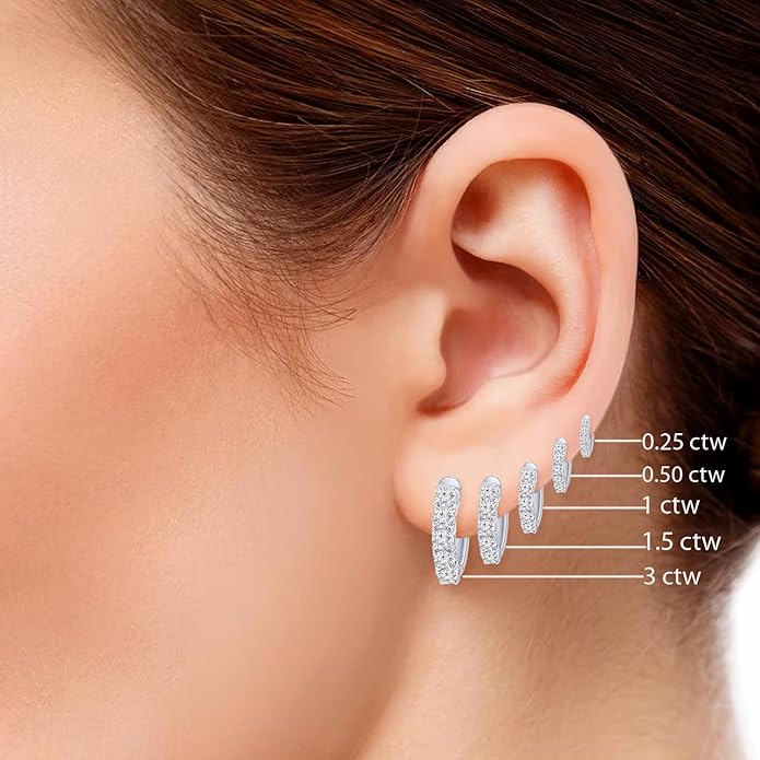 Houston Diamond District 1 to 6 Carat Classic LAB GROWN Diamond Huggie Hoop Earrings for Women Ultra Premium Collection (D-E Color, VS1-VS2 Clarity)