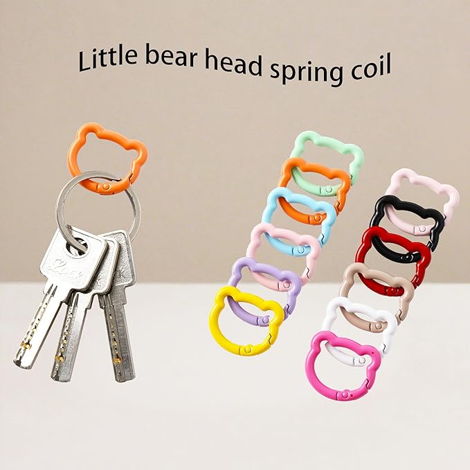 12Pcs Metal Bear Shape Clasp Clip,Spring Spring Snap Clasp Hook for Handbag & Keys,Jewelry Clasps, Lanyard Makin