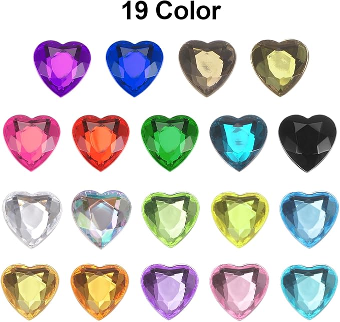 MECCANIXITY 40 Pcs Acrylic Heart Rhinestone 12mm Flat Back Plastic Gems Jewelry Stickers for Craft Bead Face Painting Costume Jewelry Making, Dark Blue