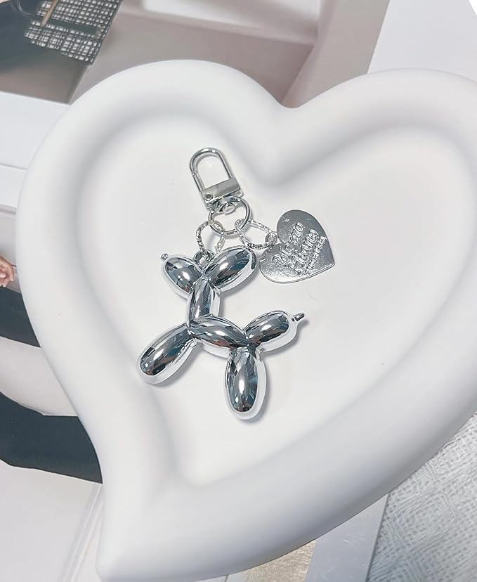 LAEKOU Jelly Balloon Dog Design Keychain for Women, Cute Girls Key Chain, Bag Charms Accessories for Car Purse Backpack