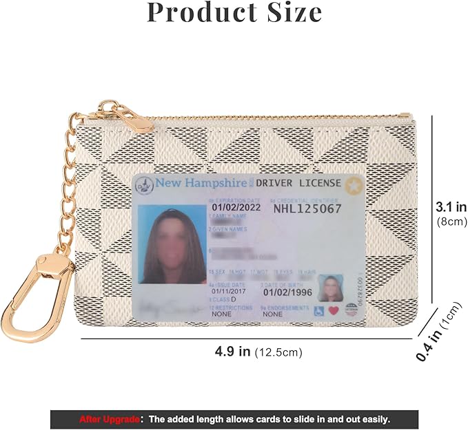 Leather Coin Purse for Women with KeyChain Small Zipper Change Purse coin Pouch Card Holder Wallet Clutch for Women & Men (White)