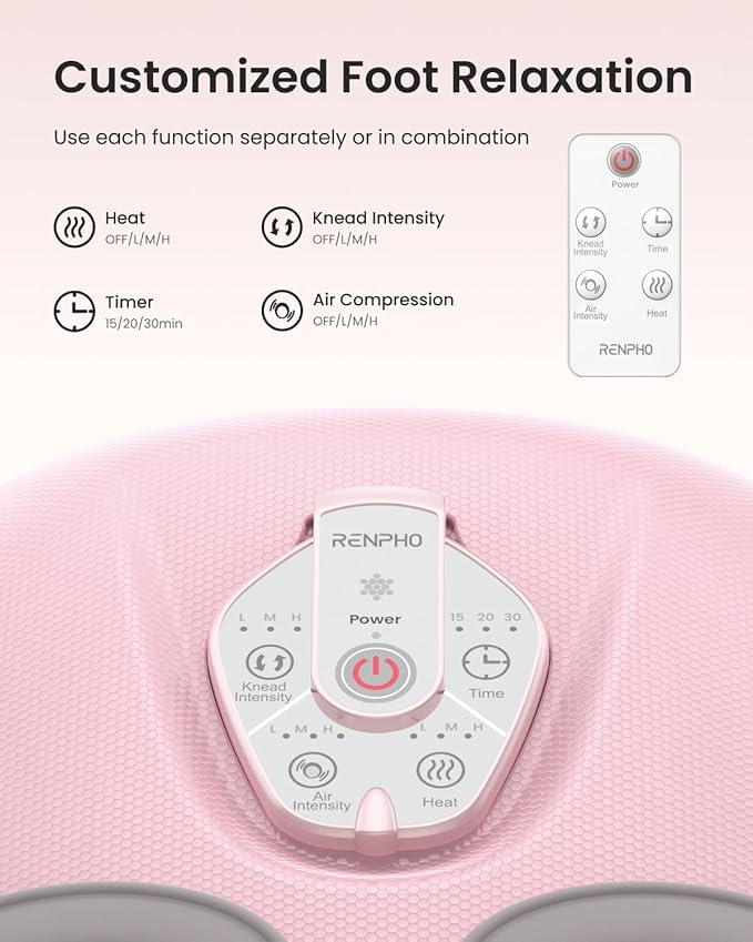 RENPHO Foot Massager Machine with Heat [2026 Upgraded], Shiatsu Foot Massager for Plantar Fasciitis, Valentines Day Gifts for Women, Cordless Control, Best Gifts for Women/Mom/Wife, PK