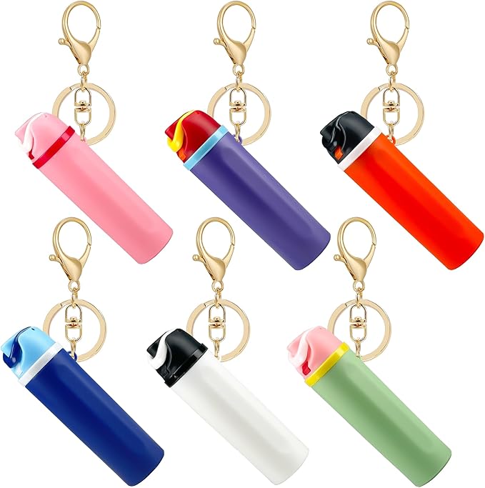 Mini Trendy Bottle Keychain Accessories Compatible with Owala Water Cute Tumbler Cup Chapstick Lip Balm Holder Charms