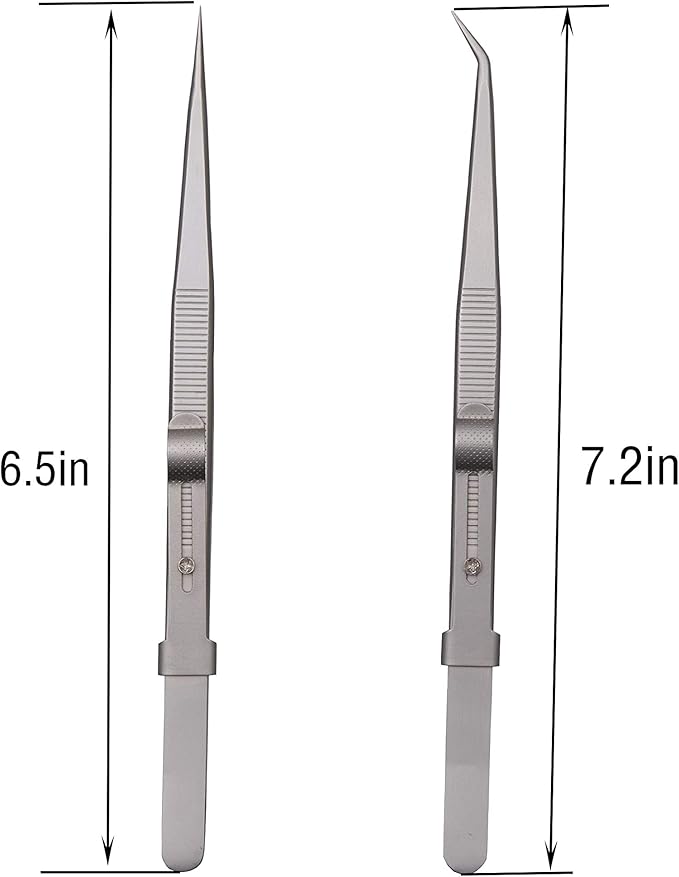 Tweezers, Precision Tweezers Set, Anti-Static Stainless Steel Curved of Tweezers, for Electronics, Laboratory Work, Jewelry-Making, Craft, Soldering, Etc（2 PCS）