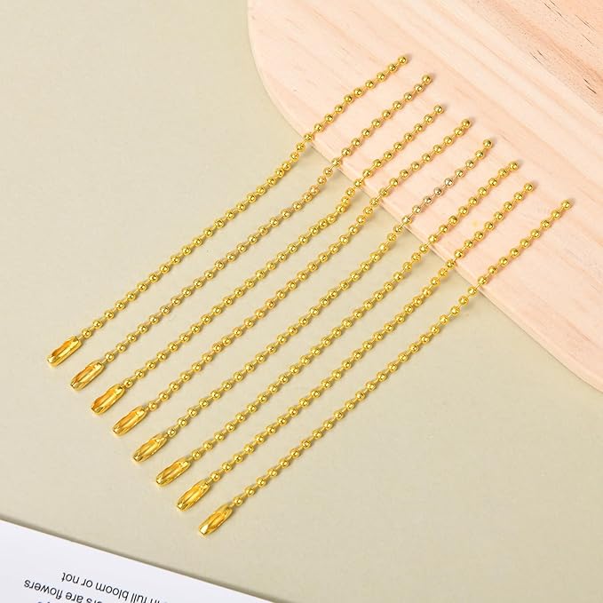 200 Pcs Ball Bead Chain Bulk Keychain 4.7 Inch Metal Dog Tag Small Chains with Connectors for Hanging Decoration