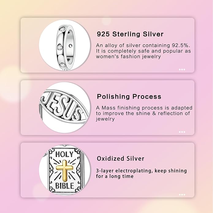 Hamsa Hand Dragon Bible Cross Prayer Charm 925 Sterling Silver Charms Fits Women's Charm Bracelet and Necklace Bead Charms Jewelry Gifts for Sister Friend