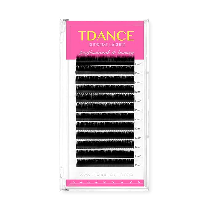 TDANCE Lash Extension Matte Black Eyelash Extension C CC D DD J B L Curl Volume & Classic Lash Extensions 0.03-0.18mm Thickness Professional Salon Use(0.18-C,11 mm)