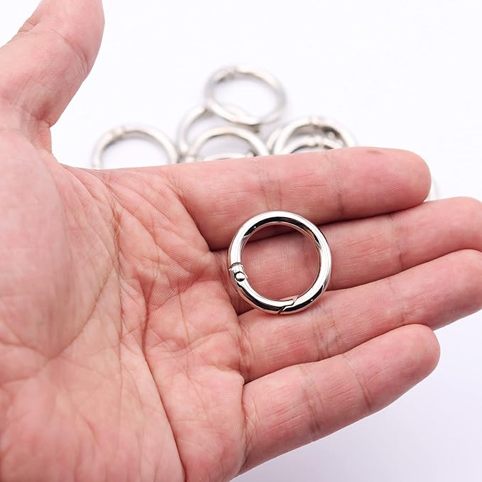 20pcs Trigger Spring O Rings Round Carabiner Clip Snap for Keyrings Buckle, Bags,Purses (Silver, 3/4 inch)