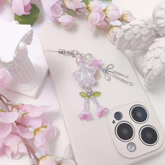 1-4PCS Cute Phone Charms Aesthetic Y2K Cell Phone Charms Strap Pink Strawberry Butterfly Star PhoneCharm Y2K Accessories for Bag Keychain Airpods Camera Pendants Decor