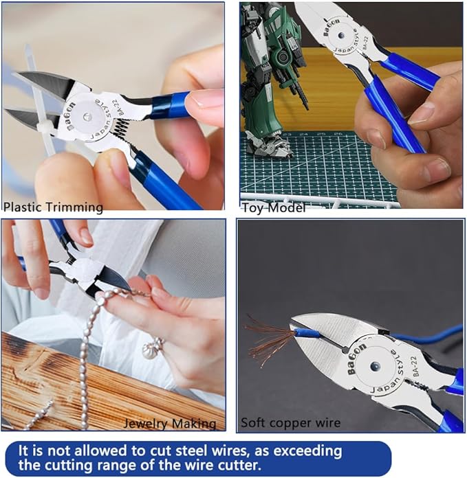 Wire Cutters, 6 Inch Precision Wire Flush Cutters, Heavy Duty Cutting Pliers for Copper Cables, Wires, Crafts, Jewelry Making