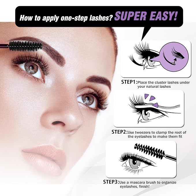 EASITENSION 156 PCS Self Adhesive Eyelashes Clusters Kit Lash Clusters DIY Eyelashes Pre Glued No Glue Needed No Remover No residue