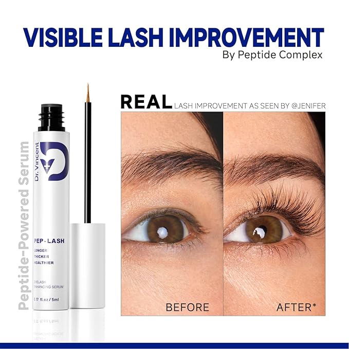 Dr Vincent Lash Serum for Eyelash Growth, Eyelash Growth Serum Advanced Peptide Formula with 2.3× Absorption for Fuller, Thicker, Longer Lashes, Vegan & Cruelty-Free, Clinically Tested (5mL)