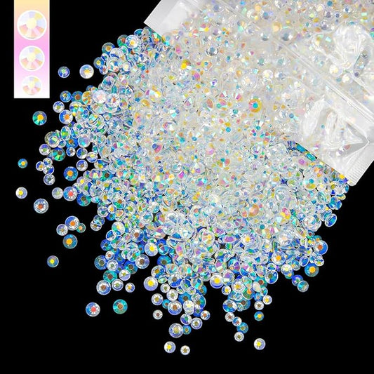 3mm 4mm 5mm Mix Transparent AB Resin Rhinestones for Crafting Clear AB Flatback Jelly Gems Stones Bulk SS10 SS16 SS20 Diamonds for Nails Face Eyes Tumblers Bottles Crafts Clothes Shoes Phones