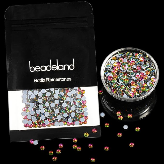 Beadsland Hotfix Rhinestones, 288pcs Crystal Rhinestones for Crafts Clothes DIY Decoration, Rainbow, SS34, 7.0-7.3mm