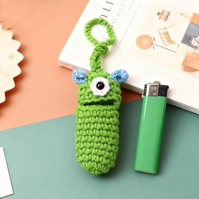 Angyape Cute Lip Balm Holder Keychain Lipstick Chapstick Holder Keychain Crochetr Pig Bag Charms Purse Charms Gifts for Women