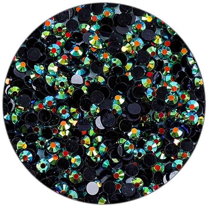 1500 Pieces SS16 4mm Flatback Rhinestones Clear Glasses Round Gems AB Crystals for Nail Art DIY Crafts Clothes Glitter Stones （Dark Green）