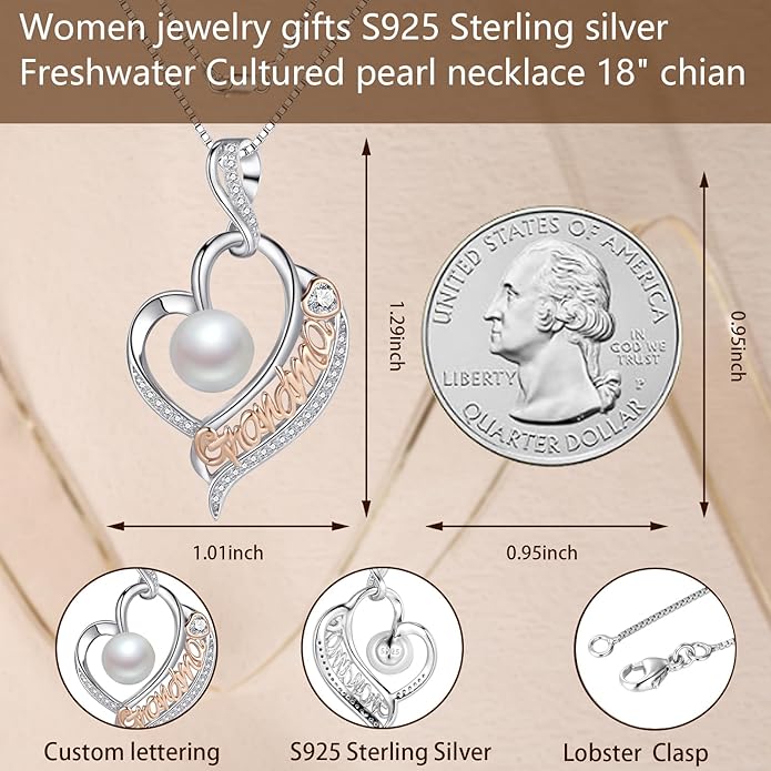 LEIDANY Mothers Day Gifts for Mom -Grandma Mom from Daughter Son, Gifts for Wife Nana Mother Birthday-Christmas Day for Women Her Jewelry Gift, Pearl Necklaces