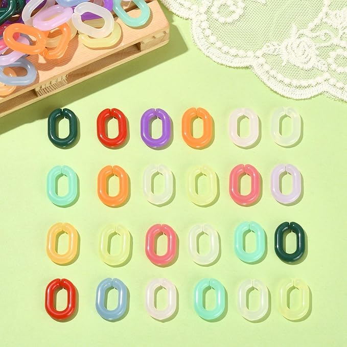 LiQunSweet 360 Pcs 12 Colors Acrylic Plastic Linking Chain Rings Quick Link Connectors for DIY Purse Eyeglass Jean Pocket Chain Phone Strap - 19x14mm