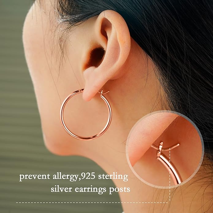 M MOOHAM 14K-Gold-Plated Hoop Earrings for Women - Hypoallergenic 14K Gold 925 Sterling silver-plated Post Sensitive Ears Nickel Free Hoops Earrings Set for Women Jewelry Lightweight 13-60mm