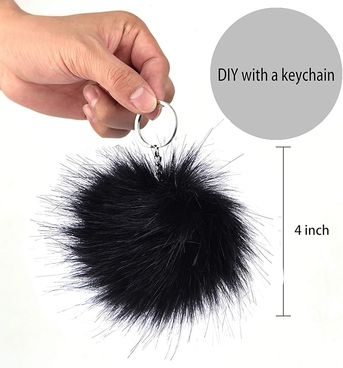Coopay 16 Pieces Faux Fox Fur Pom Pom Balls DIY Fur Fluffy Ball with Elastic Loop for Hats Keychains Scarves Gloves Bags Charms Knitting Accessories (Popular Mix Colors)
