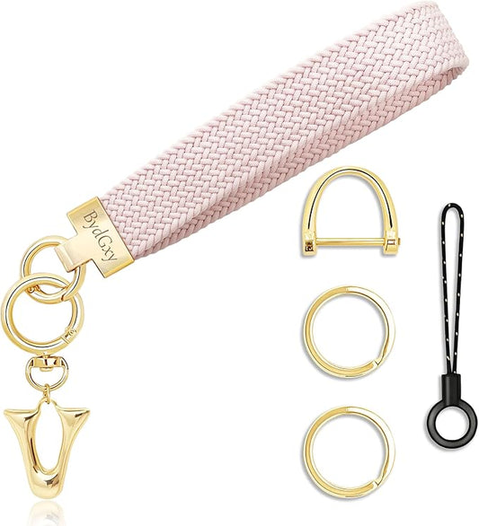 Stretchy Wristlet Initial Keychain, Key Chains Women Cute with Keyring, Llaveros para Mujer, Car Key Accessories