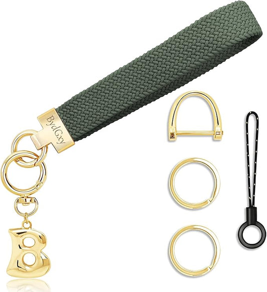 Stretchy Wristlet Initial Keychain, Key Chains Women Cute with Keyring, Llaveros para Mujer, Car Key Accessories