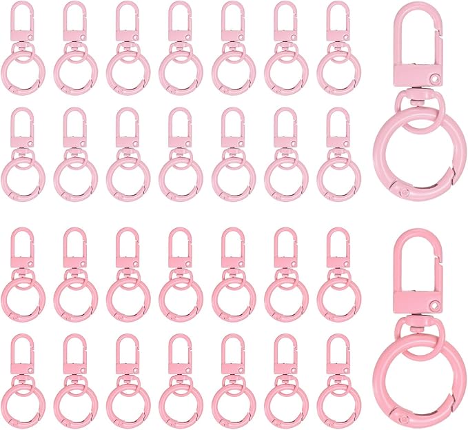 30-Pack Lobster Claw Clasp, Zinc Alloy Swivel Trigger Snaps Spring Clasps Hooks for Keychain Buckle/Lanyard/Straps/Purse, Spring Clasps Clips [Light Pink & Pink]