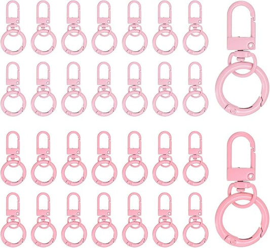 30-Pack Lobster Claw Clasp, Zinc Alloy Swivel Trigger Snaps Spring Clasps Hooks for Keychain Buckle/Lanyard/Straps/Purse, Spring Clasps Clips [Light Pink & Pink]