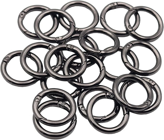 20pcs Trigger Spring O Rings Round Carabiner Clip Snap for Keyrings Buckle, Bags,Purses (Gun Black, 3/4 inch)