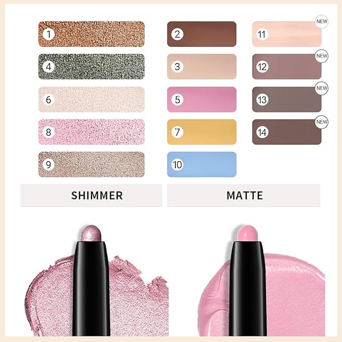 Erinde Waterproof Cream Eyeshadow Stick, Copper Bronze Shimmer Eye Shadow Sticks, Cream to Powder Eyeshadow Crayon, Buildable & Blendable Long-Lasting Eye Shadow Stick, Vegan & Cruelty-Free, 01