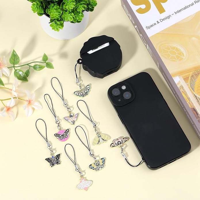 BEEFLYING Cute Charms for Mobile, Kawaii Charms Straps Aesthetic Y2K Cell Phone Pendants Accessories for Phone Bag Keychain Airpods Camera Wallet Decor