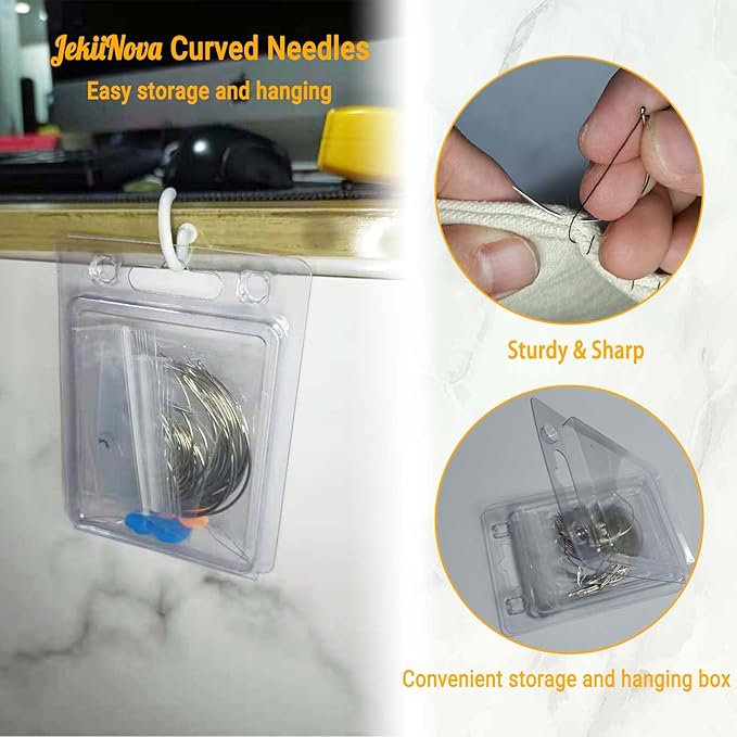 75 PCS Curved and J Shape Needles Set for Leather Projects, Carpet, Canvas Repairing, Wig Making, Upholstery, Weaving, Embroidery, and Hand Sewing