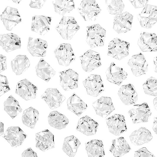 Fake Ice Cubes 600 PCS Clear Acrylic Rocks Vase Fillers for Centerpieces, 11 X 14 mm Crystal Gems Stones for Table Scatter,Home Decoration