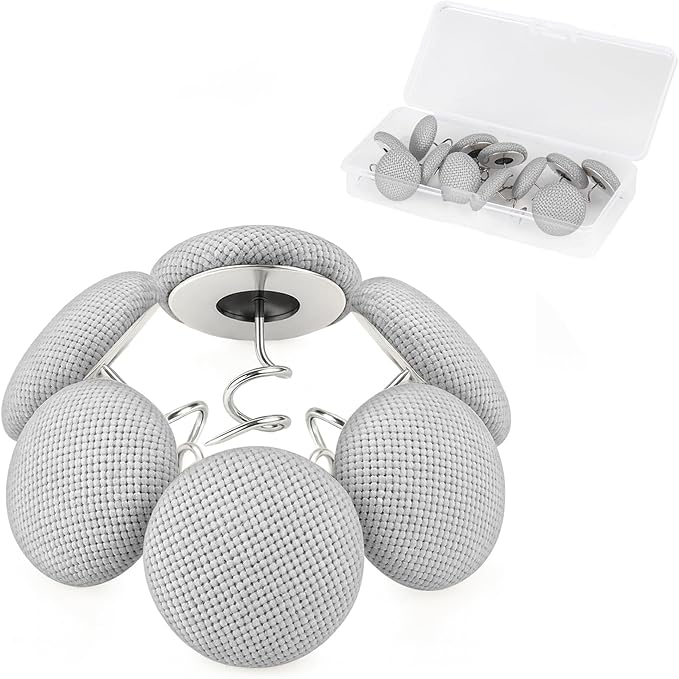 Decorative Upholstery Tacks with Cloth Heads, Twist Pins for Slipcovers, Bedskirts, Headliner Installation (12, Light Grey)