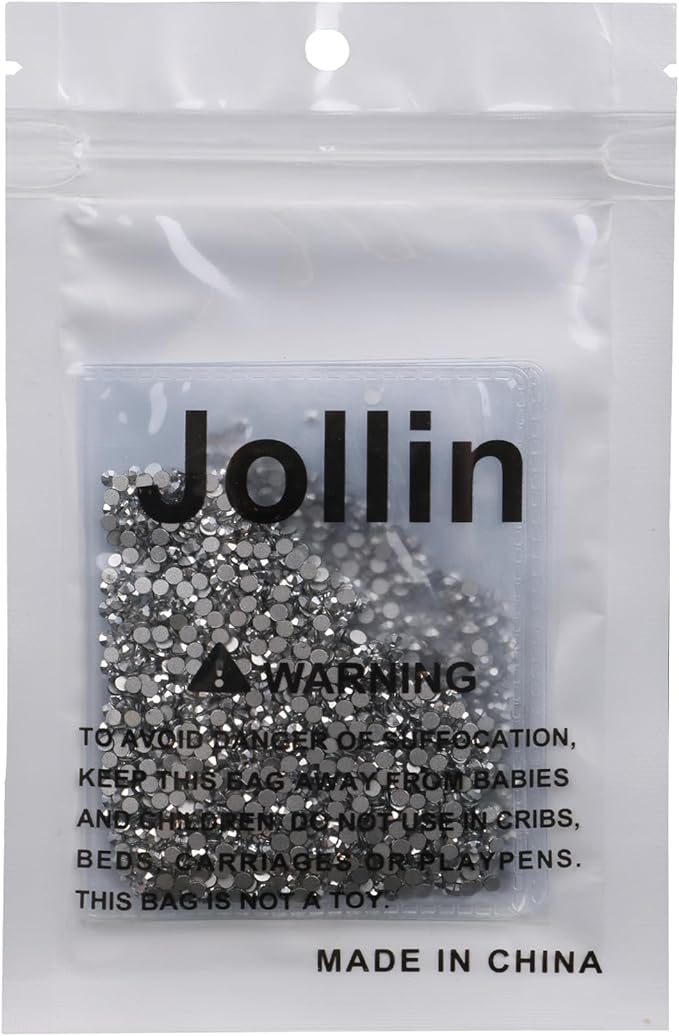 Jollin Glue Fix Crystal Flatback Rhinestones Glass Diamantes Gems for Nail Art Crafts Decorations Clothes Shoes(ss8 2880pcs, Silver)