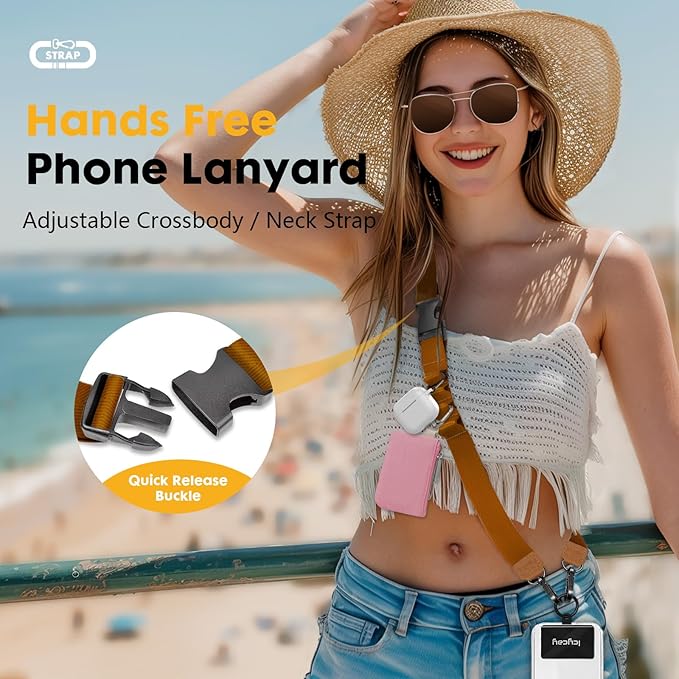 Phone Lanyard Crossbody, Brown Cell Phone Strap for Around The Neck Adjustable, Minimalist Teacher Anti Theft Cute Lanyard for iPhone Case ID Holder Keys Accessories Travel Essential