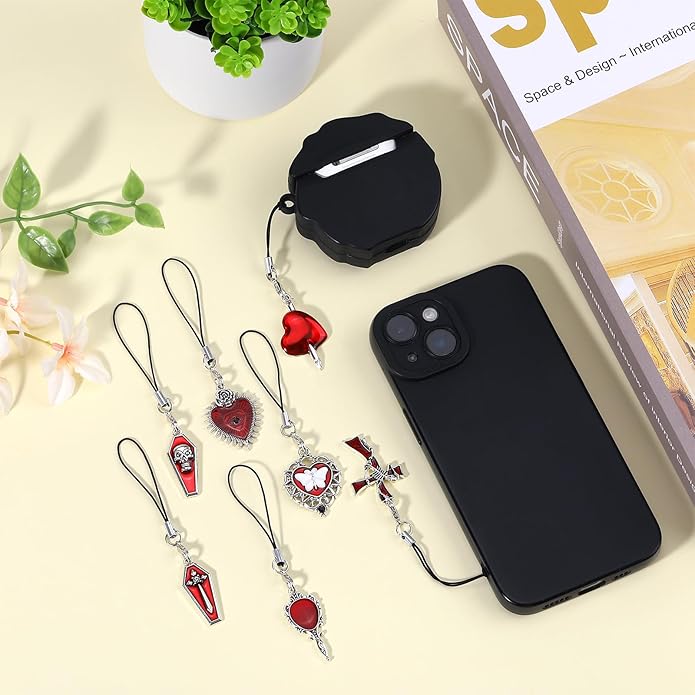 BEEFLYING Cute Charms for Mobile, Kawaii Charms Straps Aesthetic Y2K Cell Phone Pendants Accessories for Phone Bag Keychain Airpods Camera Wallet Decor