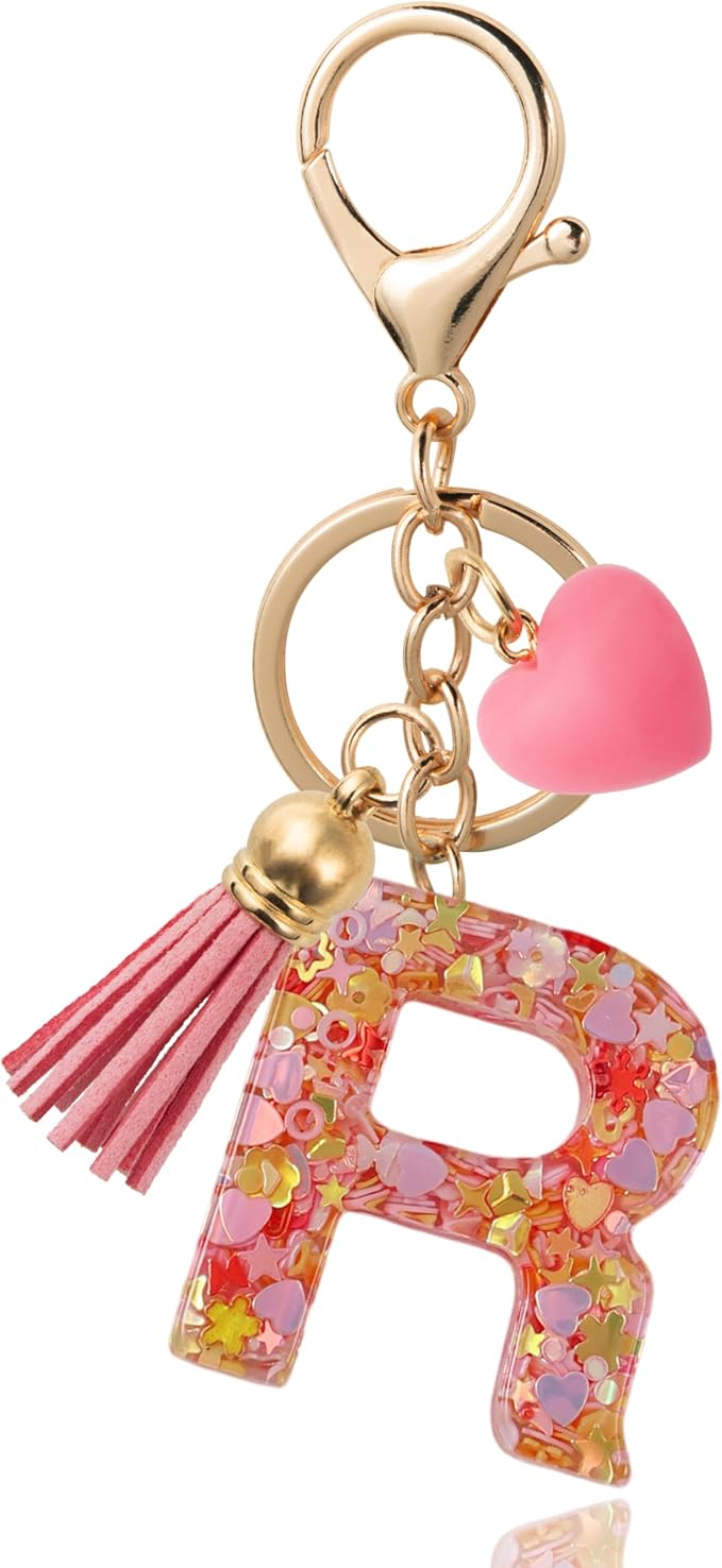 Alphabet Initial Letter Keychain Cute Heart Resin - Letter Keychain for Backpack Charms - Initial Keychains for Women